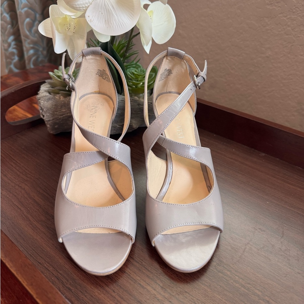 Nine West Gray Strappy Heels